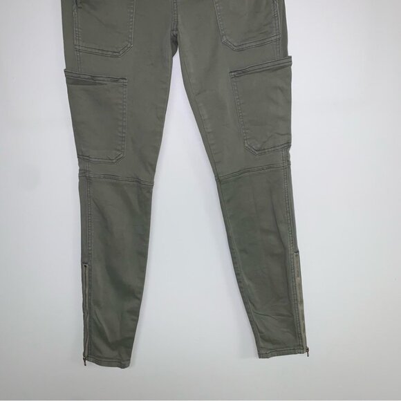 J Brand Utility Jeans‎ Size 24 Khaki Green  Cotton Mid Rise Skinny Ankle Zippers - Picture 6 of 12